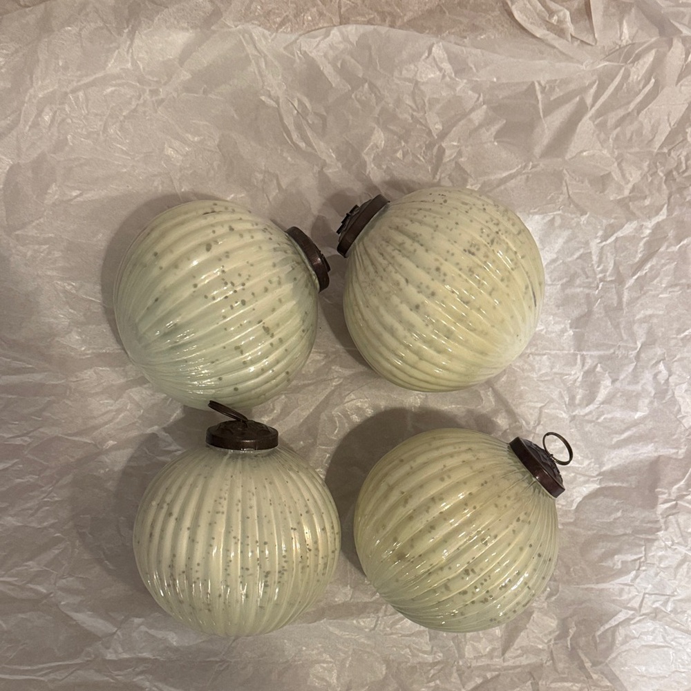 White Mercury Glass Holiday Ornaments Set
